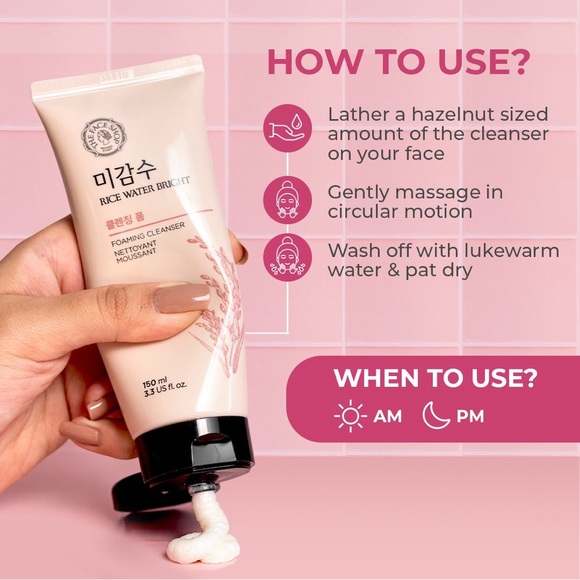 The Face Shop Rice Water Bright Foaming Cleanser K-Beauty 150ml/5 fl oz - NWT - Picture 3 of 8